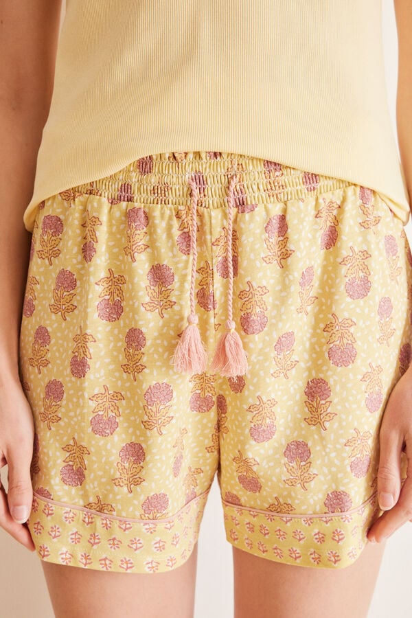 Womensecret Pijama corto algodón amarillo  naranja