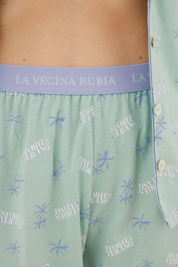 Womensecret Pijama camisero 100% algodón La vecina Rubia verde