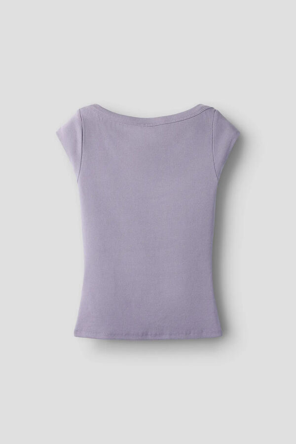 Lmtd Camiseta manga corta canal&eacute; el&aacute;stico morado/lila