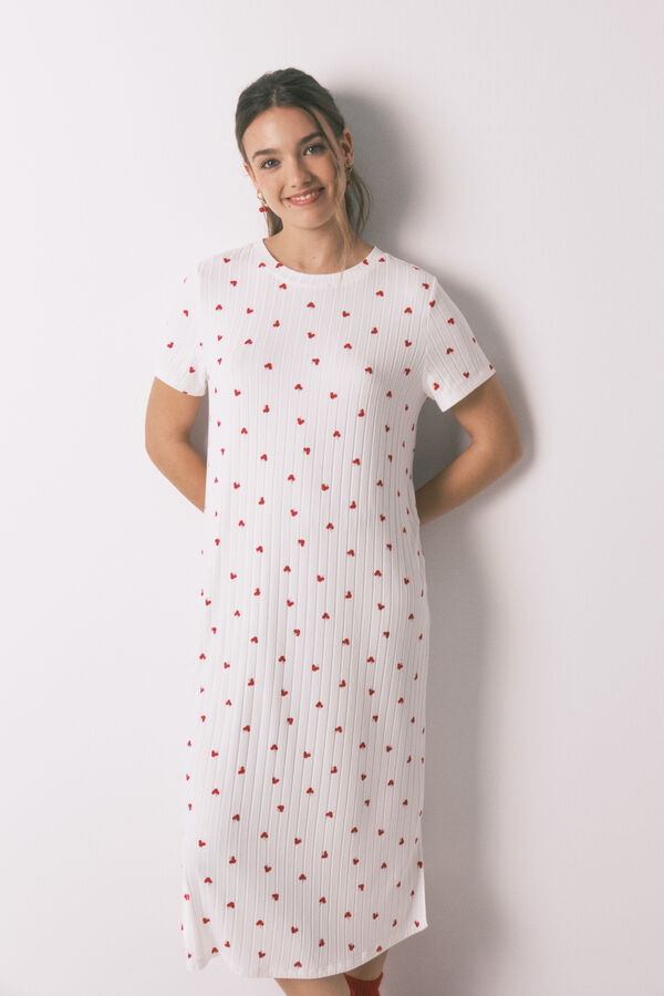 Women'secret Mickey Cherry print nightgown white