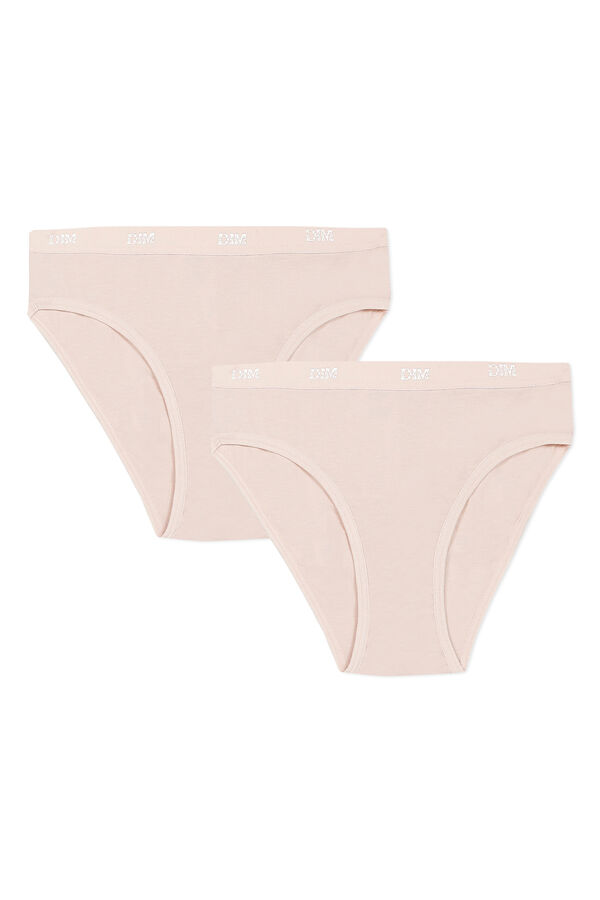 Womensecret Pack de 2 bragas de niña lisas con cintura elástica pink