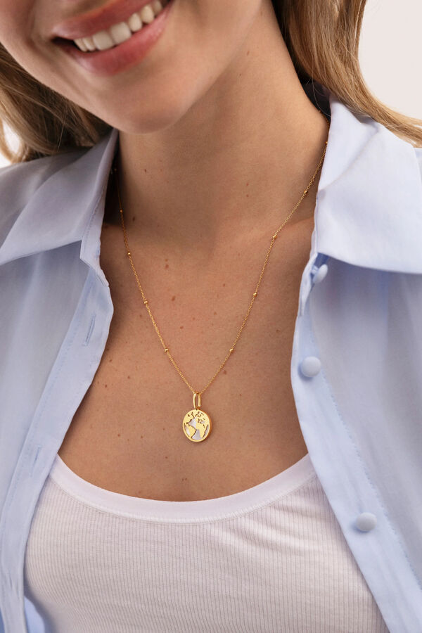 Singularu Charm Welt Perlmutt Gold Bad mit Print