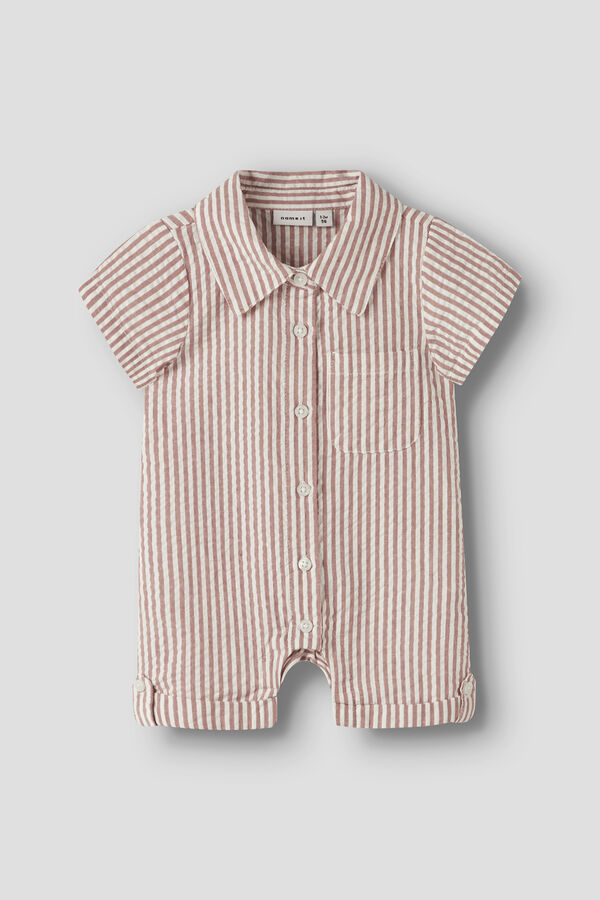 Name it Striped buttoned baby jumpsuit nude