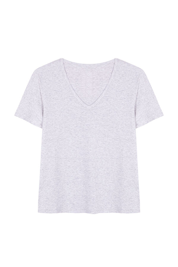 Womensecret Camiseta manga corta canalé gris  gris