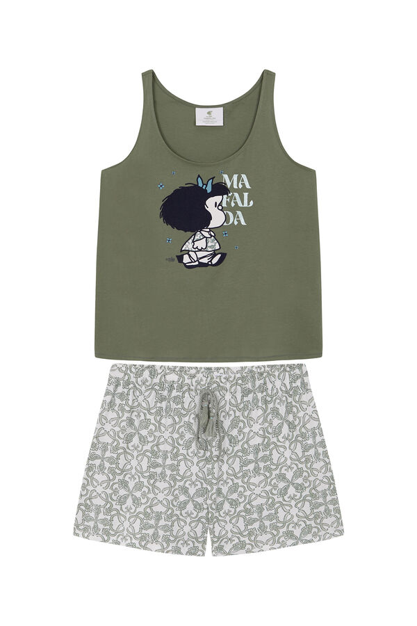 Womensecret Mafalda 100% cotton vest pyjamas Kaki