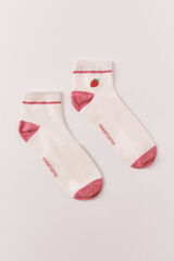 Women'secret Embroidered strawberry short socks red