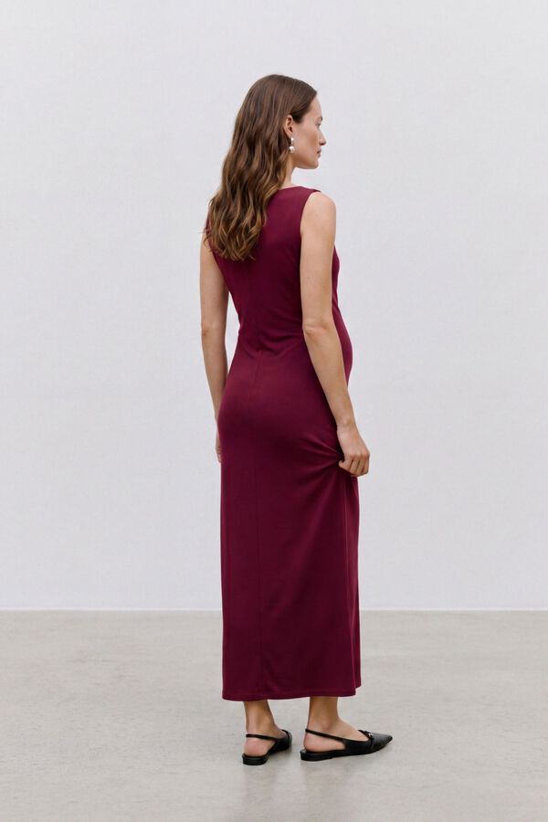 Mamalicious Fluid maternity V-neck dress pink
