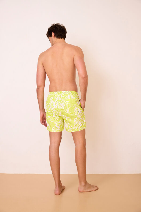 Promise Lime leaf print men's swimwear white
