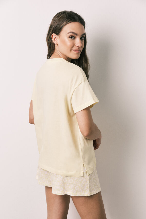 Women'secret Yellow cotton short pyjamas Snoopy white