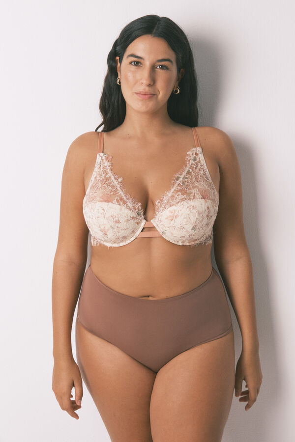 Women'secret Classic brown microfibre high briefs nude