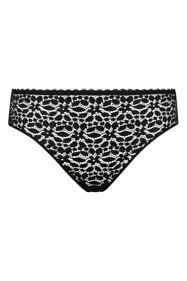 Womensecret Daily Dentelle floral lace no-show panty Crna