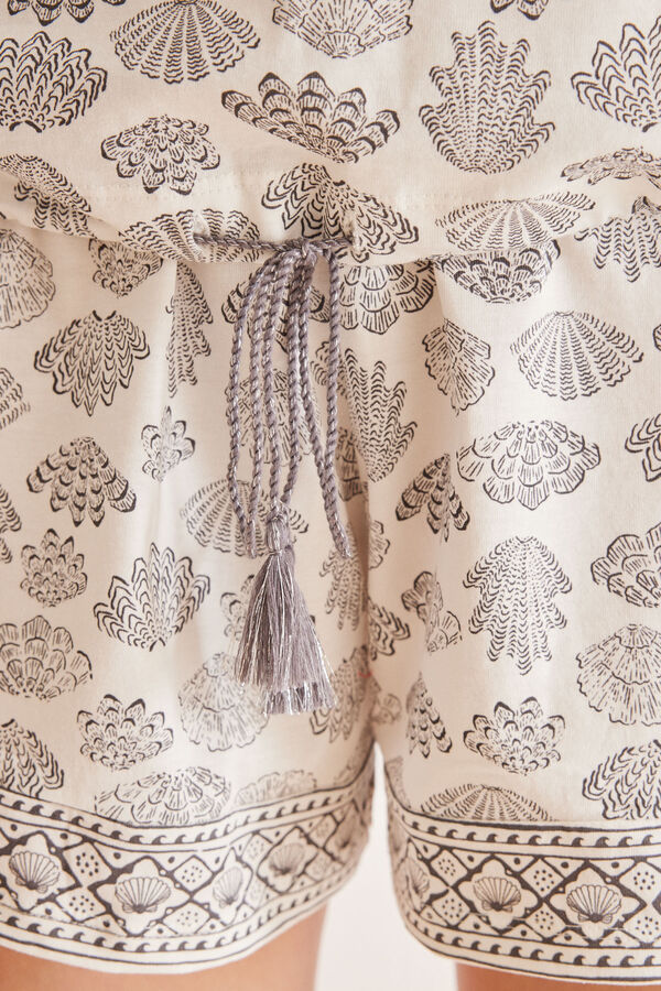 Womensecret Kurzer Shell-Pyjama aus 100 % Baumwolle Grau