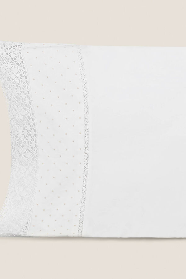 Womensecret Kissenbezug Baumwollperkal gehäkelt. Bett 135-140 cm. Weiß