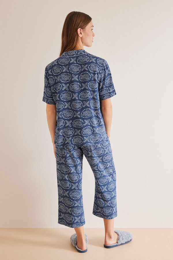 Womensecret Pijama camiseiro Capri Paisley azul  azul