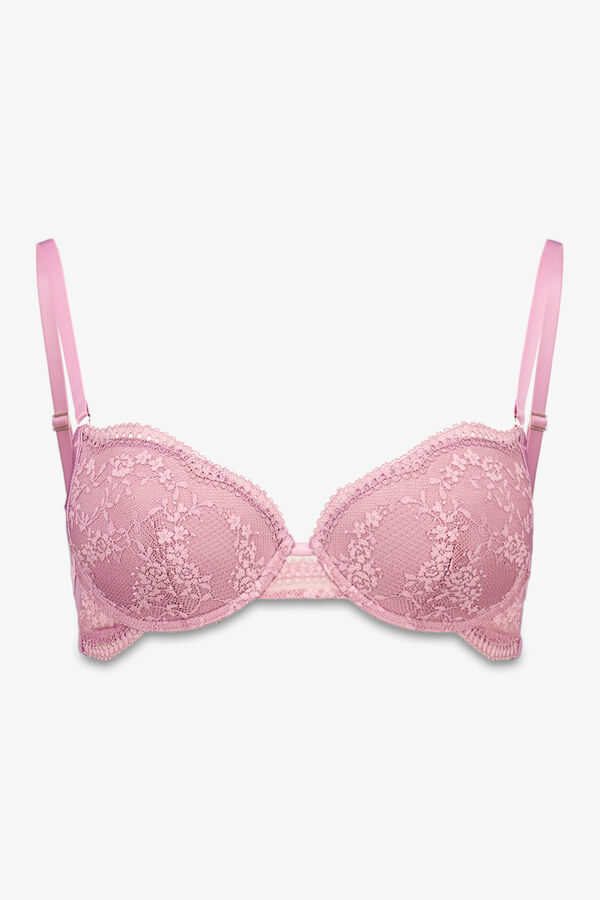 Women'secret Classic BEAUTIFUL padding bra with pink lace pink