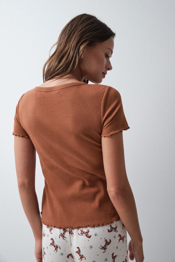 Women'secret Brown short sleeve T-shirt nude