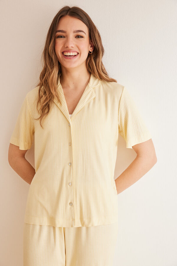 Womensecret Classic yellow striped Ecovero™ pyjamas Žuta