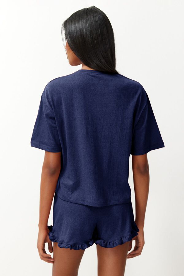 Trendyol Pijama regular algod&oacute;n azul