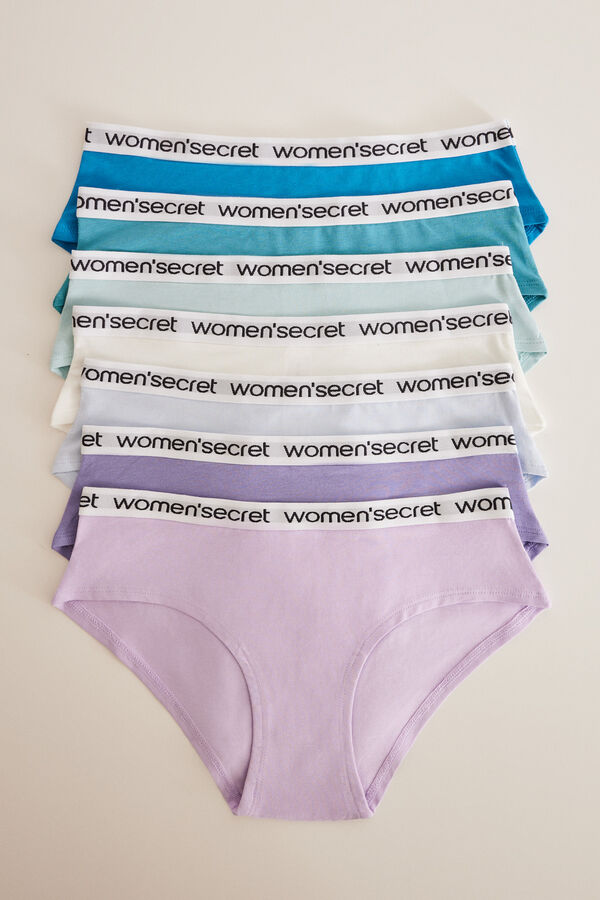 Womensecret 7er-Pack Slips breit Logo Weiß