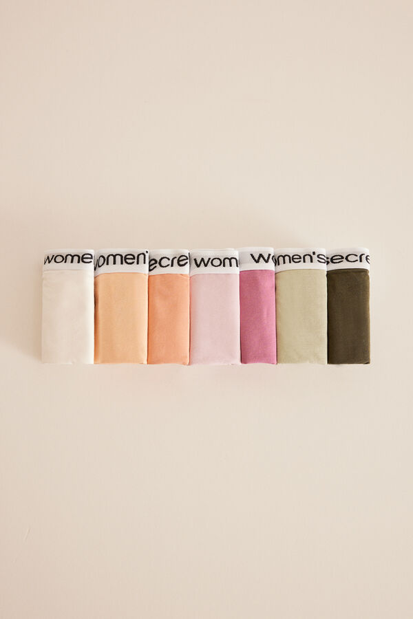 Womensecret 7er-Pack Brazilian Slips Baumwolle Logo Weiß