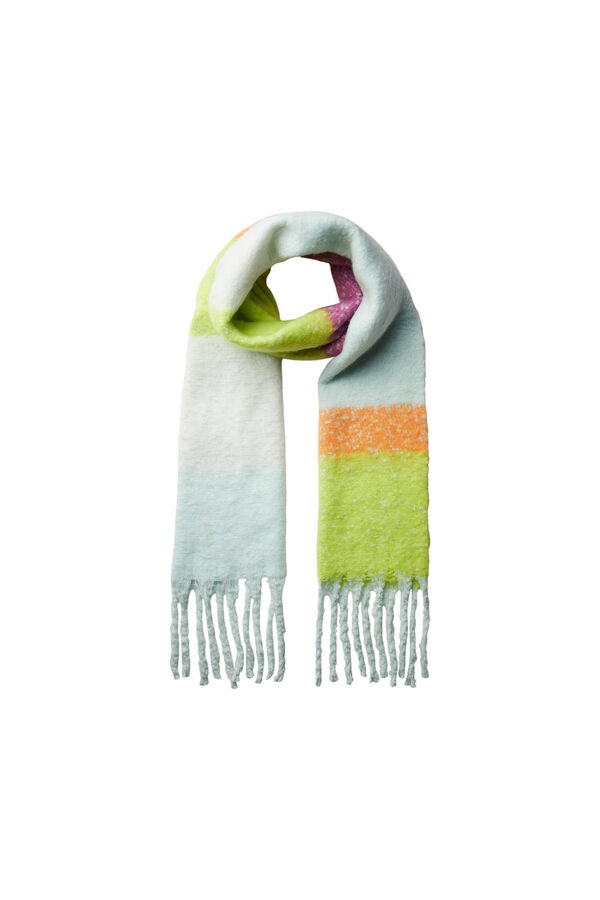Pieces Long fringed scarf green