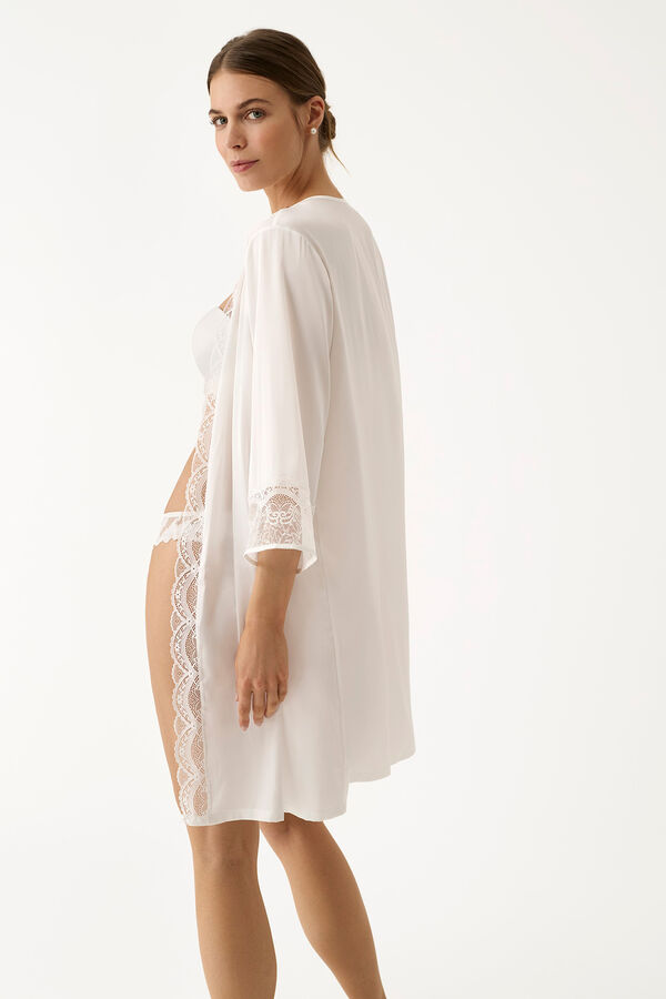 Promise Bata kimono corta lencero blanco marfil