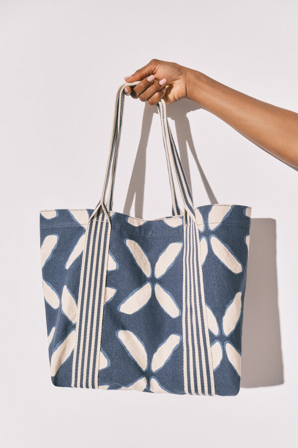 Women'secret Ethnic print cotton large bag blue