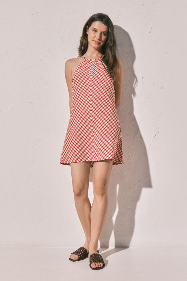 Women'secret Red gingham print short dress red