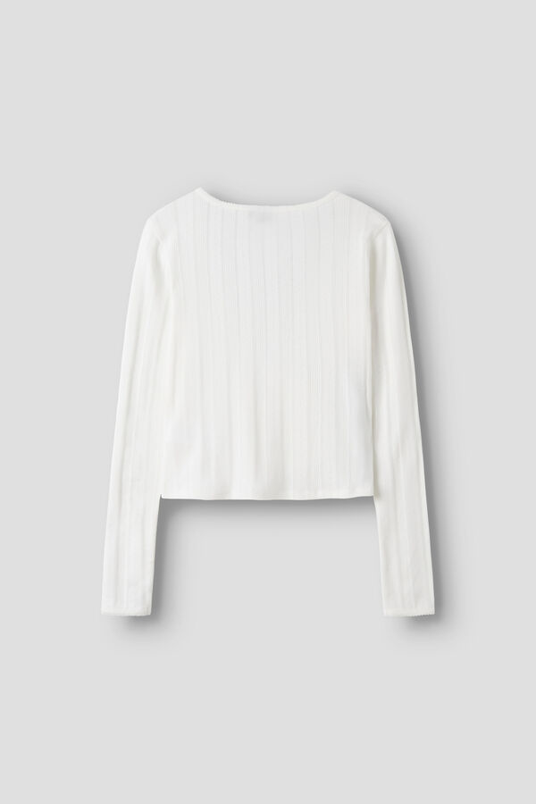 Lmtd Top punto manga larga cruzado con lazada blanco