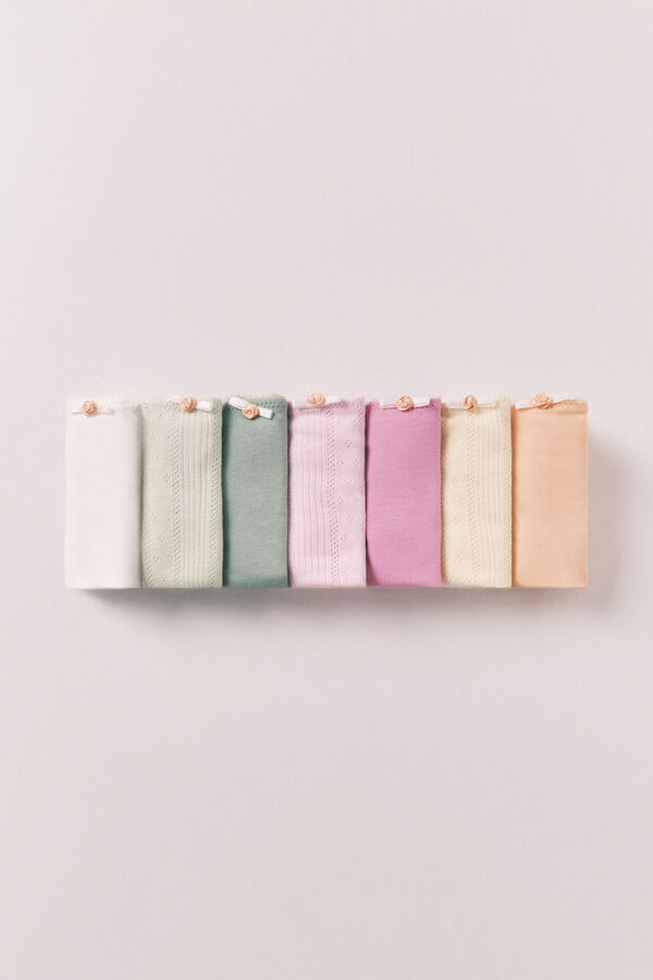 Women'secret Pack 7 tangas algod&oacute;n pointelle mix colores blanco