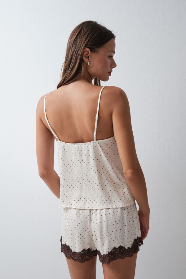 Women'secret Polka-dot satin-finish short pyjamas white