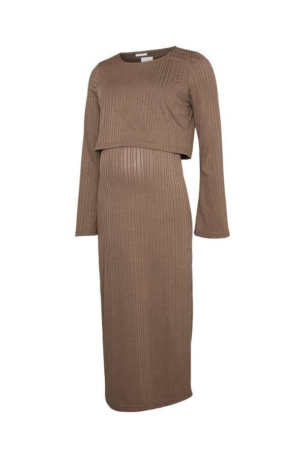 Mamalicious Vestido manga larga Maternity y lactancia nude