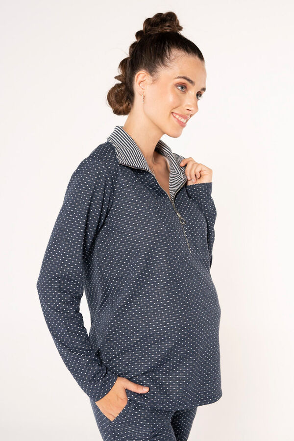 Womensecret Maternity polka-dot and striped joggers + sweatshirt set blue