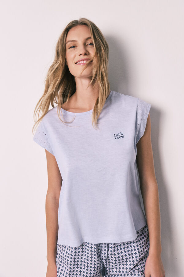 Women'secret Lilac printed cotton short pyjamas pink