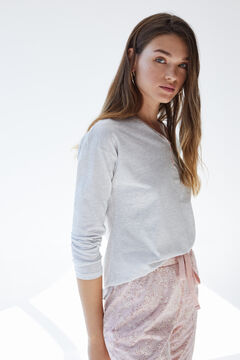 Womensecret Pijama largo rosa algodón orgánico gris