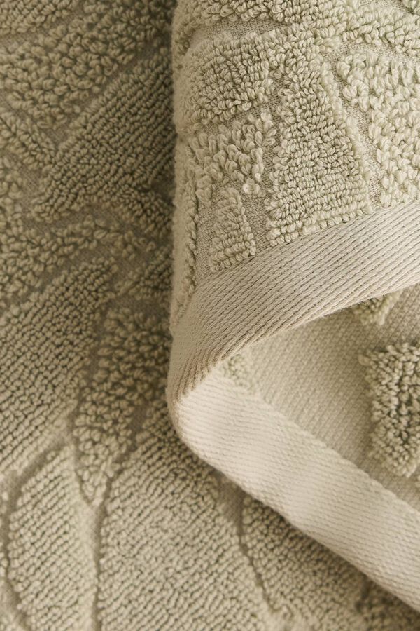 Textura Jacquard terry leaf towel green