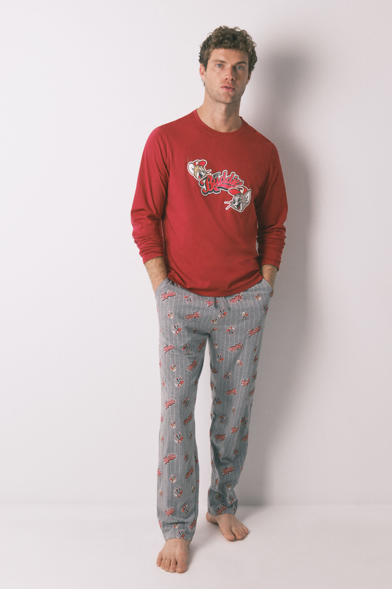 Women'secret Pyjama long rouge Buddies 100 % coton