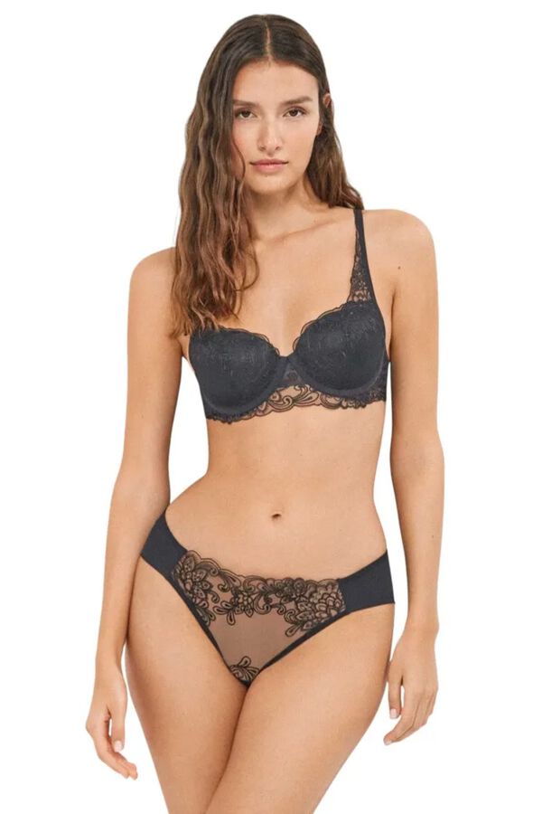 Gisela Bestickter Spitzen-Slip Schwarz