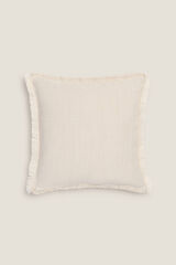 Womensecret Fringed fabric cushion cover bézs