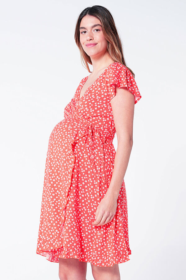 Womensecret Vestido maternity lactancia cruzado rojo