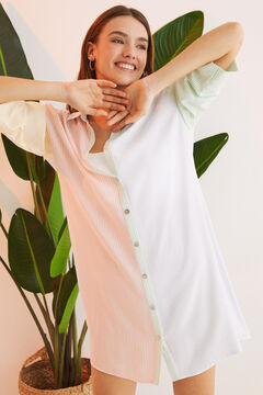 Womensecret Shirt Hemd-Stil Streifen mehrfarbig mit Print