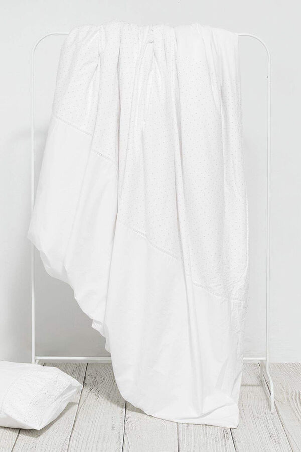 Womensecret Funda nórdica algodón percal bordado. Cama 180-200cm. blanco