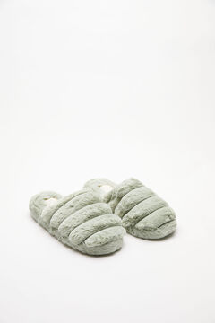 Womensecret Green quilted fur slippers green