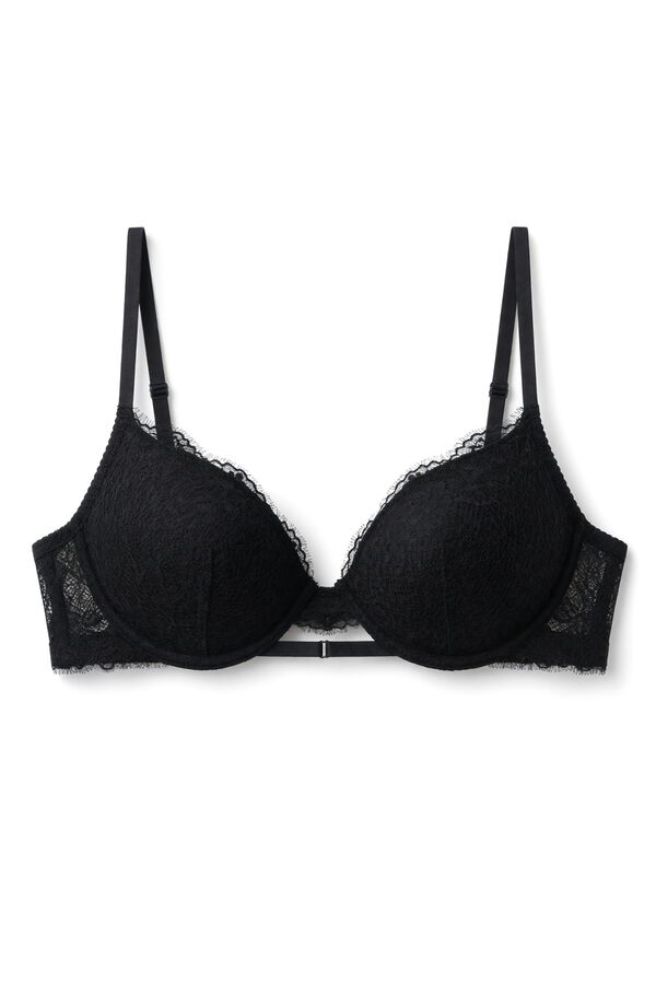 Women'secret Crni čipkasti push-up grudnjak GORGEOUS Crna