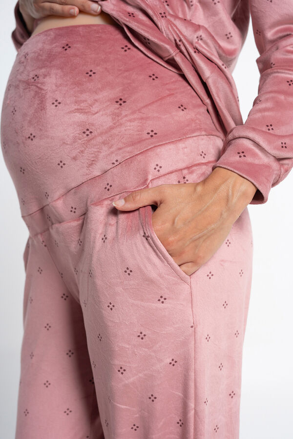 Ohma! Conjunto pijama terciopelo estampado rosa