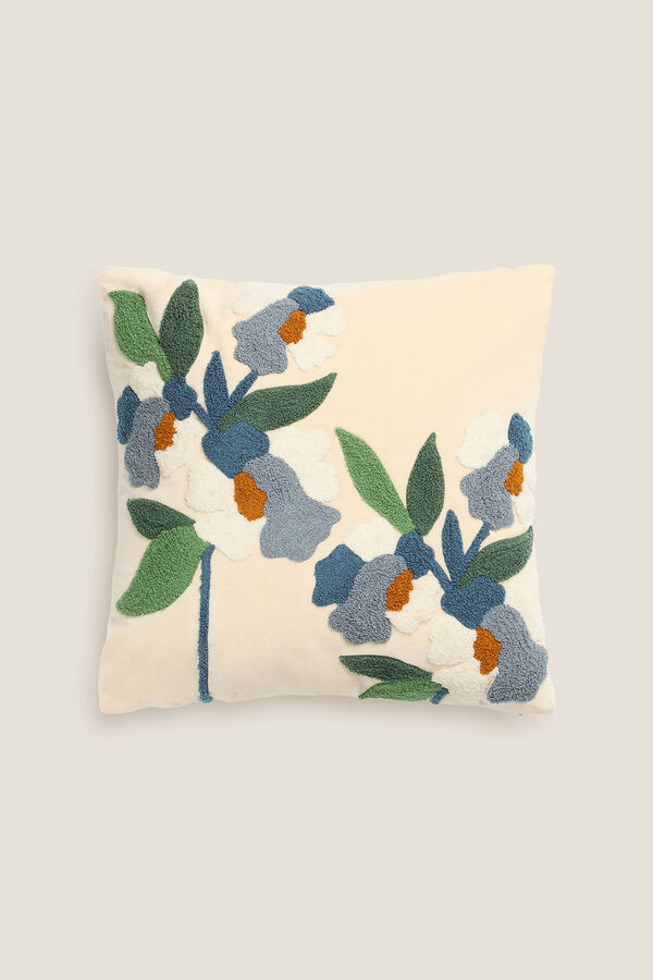 Womensecret Floral embroidery cushion cover 45 x 45 cm. bézs