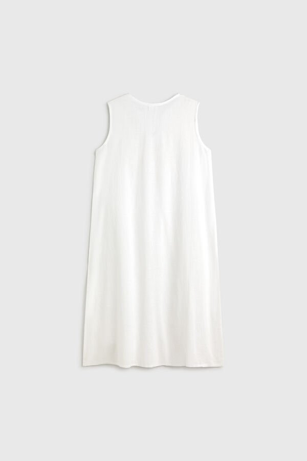 Textura T&uacute;nica playa en algod&oacute;n bordada blanco