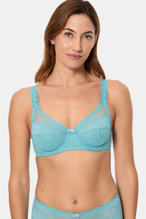 Womensecret Support bra with recycled lace  blue