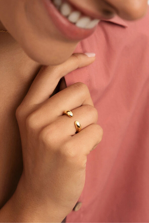 Doppel-Tropfen-Ring aus vergoldetem Stahl Modeschmuck für Damen