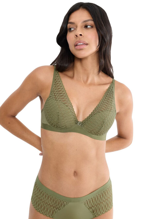 Triumph Sujetador escote profundo encaje estampado verde